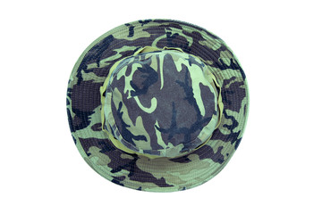 Adventure hat isolated on white background. Top view.