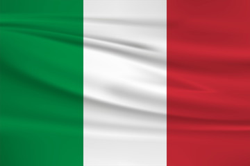Italy flag vector icon, Italy flag waving in the wind.