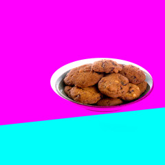 Cookies or Chocolate chips cookies with concept design.