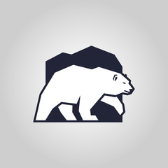 White bear. Polar bear silhouette outline icon