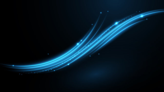 Blue wave illustration with shine line background