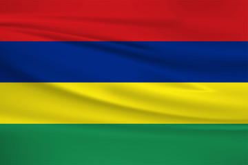 Mauritius flag vector icon, Mauritius flag waving in the wind.