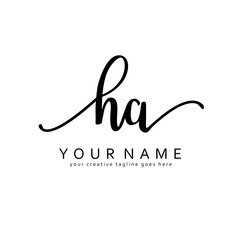 Handwriting H A HA initial logo template vector