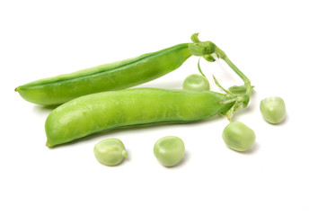 Fresh peas isolated on white background
