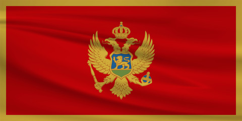 Illustration of a waving flag of the Montenegro