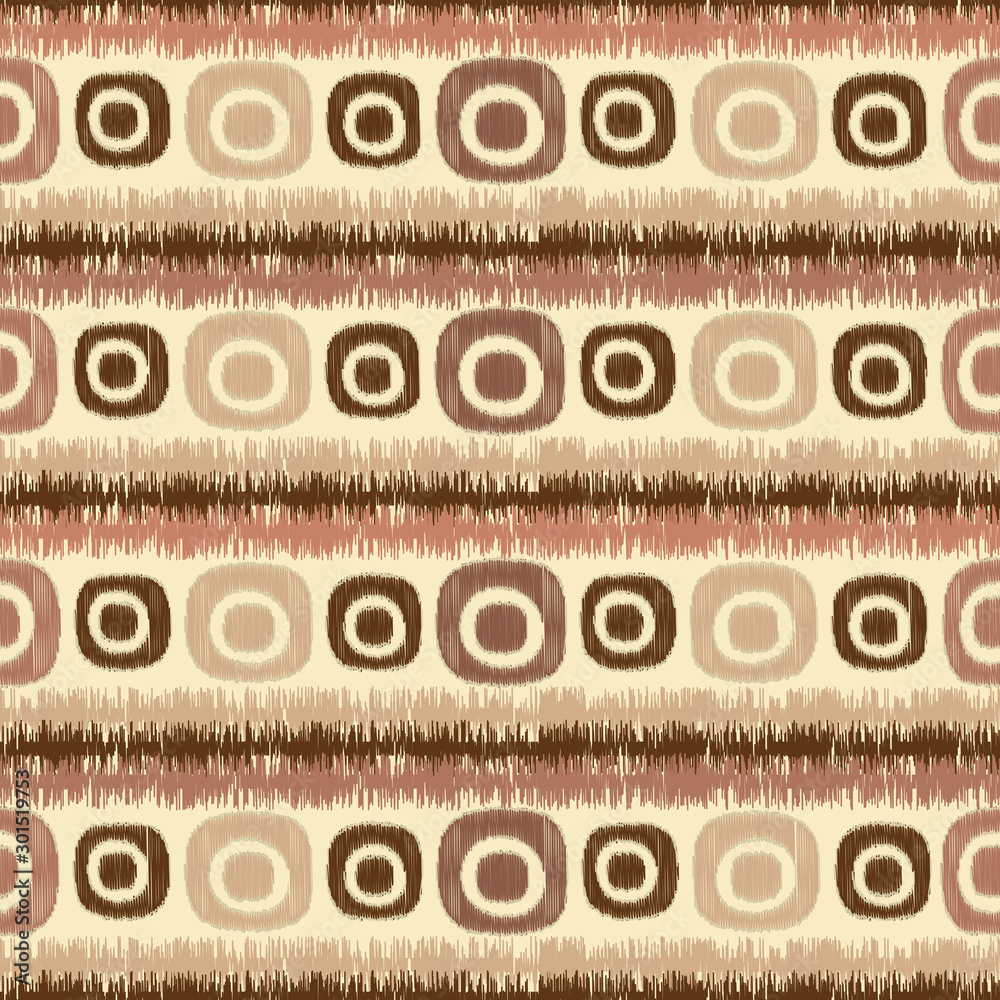 Fototapete seamless abstract pattern in scribble style with the image of oval geometric shapes and stripes.