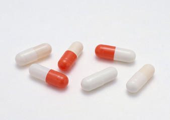 pills on white background
