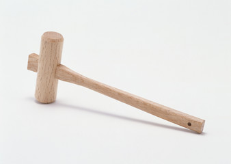 wooden hammer isolated on white background