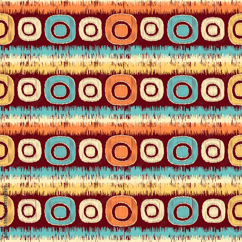 Fototapete seamless abstract pattern in scribble style with the image of oval geometric shapes and stripes.