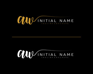 A W Initial handwriting logo vector. Hand lettering for designs.
