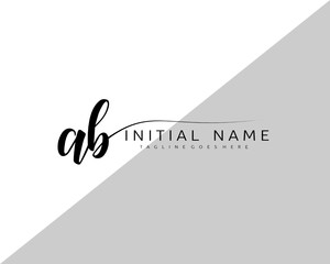 A B Initial handwriting logo vector. Hand lettering for designs.