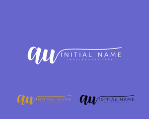 A U Initial handwriting logo vector. Hand lettering for designs.