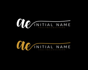 A E Initial handwriting logo vector. Hand lettering for designs.