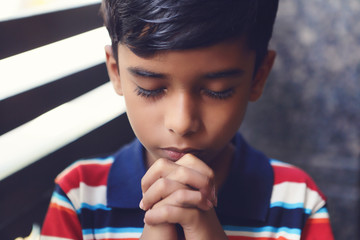 Indian Cute Little Boy Praying