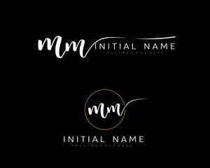 M MM Initial handwriting logo vector. Hand lettering for designs.