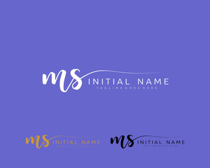 M S Initial handwriting logo vector. Hand lettering for designs.