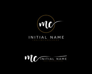 M C Initial handwriting logo vector. Hand lettering for designs.