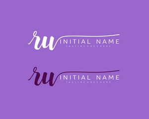 R U Initial handwriting logo vector. Hand lettering for designs.