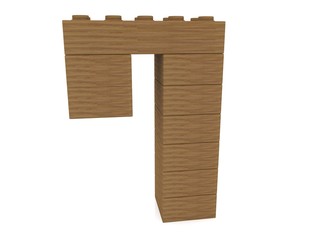 Number 7 concept built from toy wood bricks