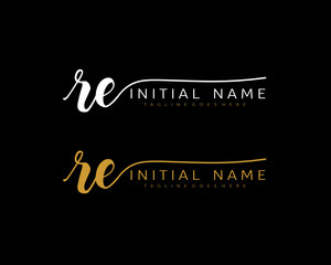Fototapeta R E Initial handwriting logo vector. Hand lettering for designs. obraz