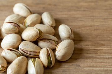Close-up Pistachio nut on wood background