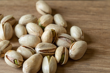 Close-up Pistachio nut on wood background