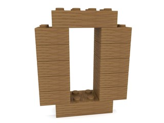 Number 0 concept built from toy wood bricks