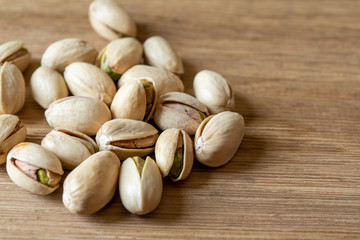 Close-up Pistachio nut on wood background