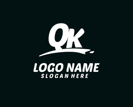 QK Initial with splash logo vector	