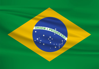 Illustration of a waving flag of the Brazil
