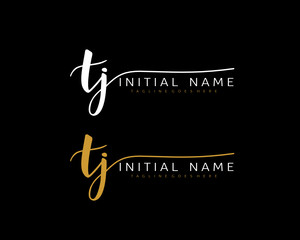 T J Initial handwriting logo vector. Hand lettering for designs.