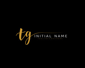 T G Initial handwriting logo vector. Hand lettering for designs.