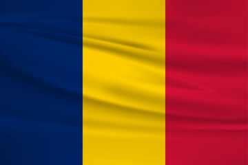 Illustration of a waving flag of the Romania