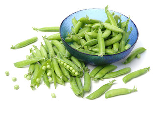 Fresh peas isolated on white background