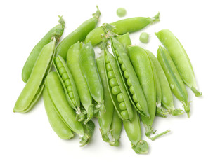 Fresh peas isolated on white background