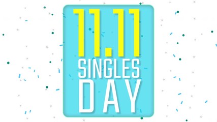 Singles day (11 November) bouncy animation on white background