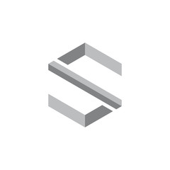 letter s 3d arrow geometric logo vector