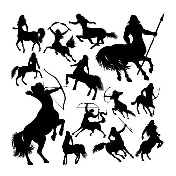 Centaur ancient creature mythology silhouettes. Good use for symbol, logo, web icon, mascot, sign, or any design you want.