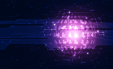 Vector Abstract futuristic circuit board global system, Illustration high digital technology blue color concept