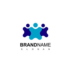 Flat People Logo Vector In Isolated White Background