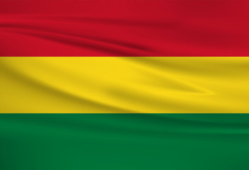 Bolivia flag vector icon, Bolivia flag waving in the wind.
