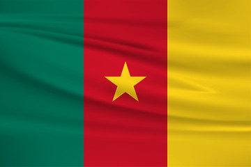 Illustration of a waving flag of the Cameroon