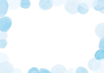 水彩風フレーム-青、ブルー、水色