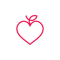 fruit apple love shape geometric design label logo vector