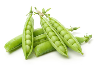 Fresh peas isolated on white background 