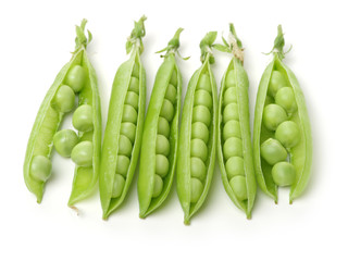 Fresh peas isolated on white background 