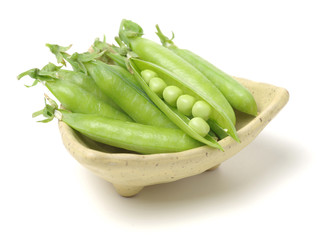 Fresh peas isolated on white background 
