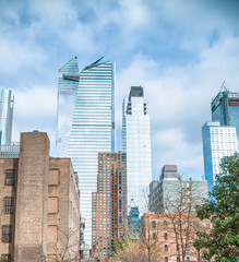 High Line with skyscrapers in winter, New York Manhattan