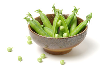 Fresh peas isolated on white background 