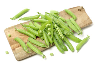Fresh peas isolated on white background 